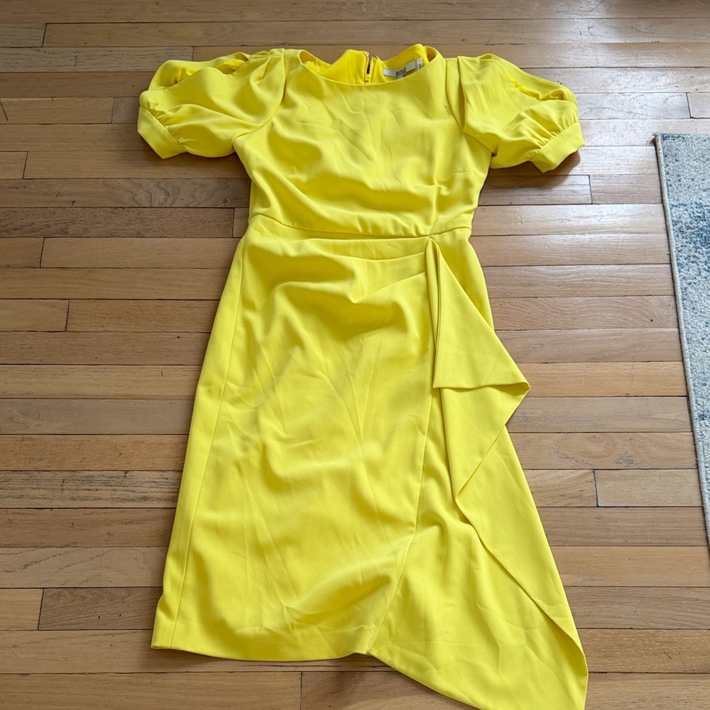 Badgley Mischka Asymmetrical Yellow Dress